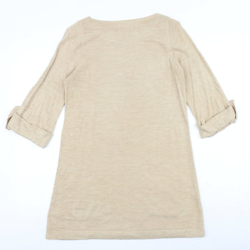 Marks and Spencer Womens Beige Round Neck Acrylic Pullover Jumper Size 12