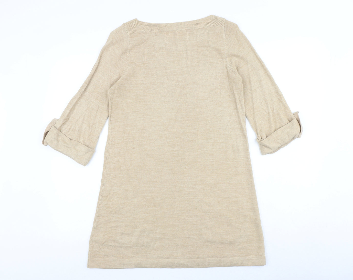 Marks and Spencer Womens Beige Round Neck Acrylic Pullover Jumper Size 12