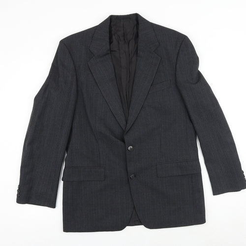 Marks and Spencer Mens Grey Striped Wool Jacket Suit Jacket Size 38 Regular