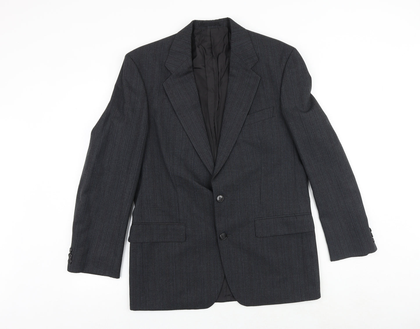 Marks and Spencer Mens Grey Striped Wool Jacket Suit Jacket Size 38 Regular
