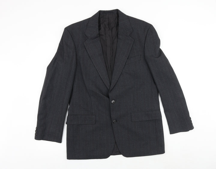 Marks and Spencer Mens Grey Striped Wool Jacket Suit Jacket Size 38 Regular
