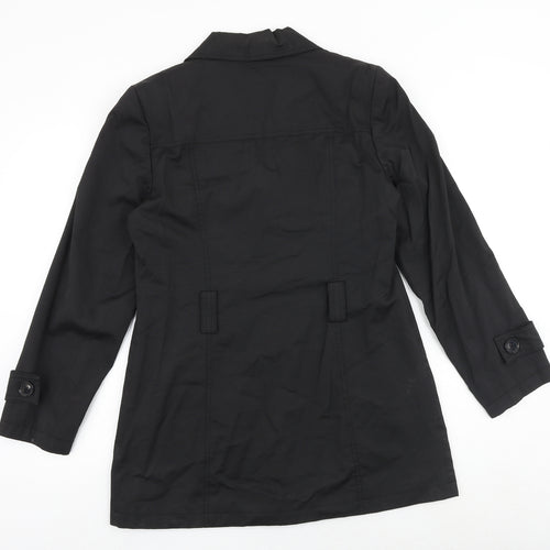 BHS Womens Black Trench Coat Coat Size 12 Button