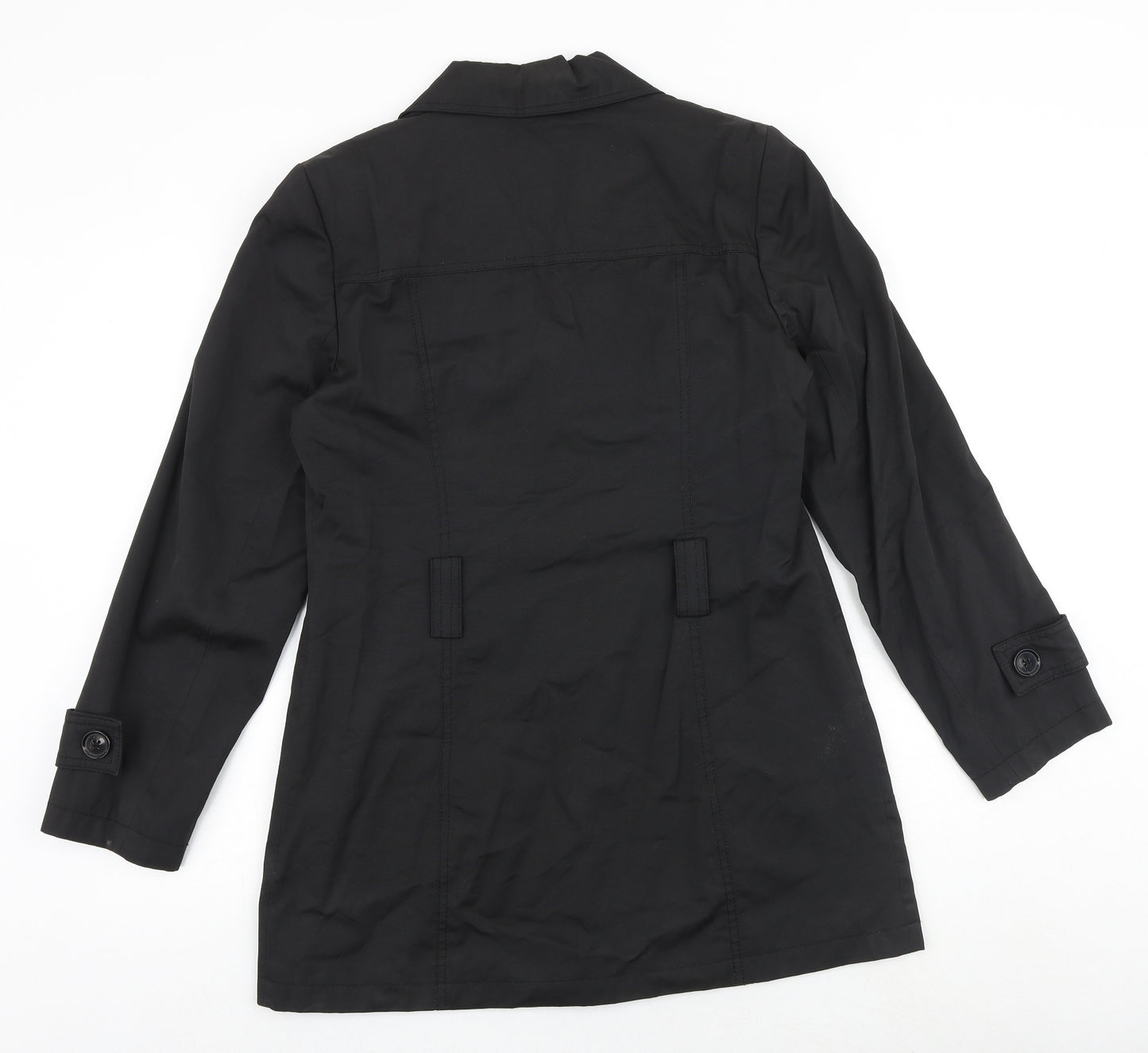 BHS Womens Black Trench Coat Coat Size 12 Button