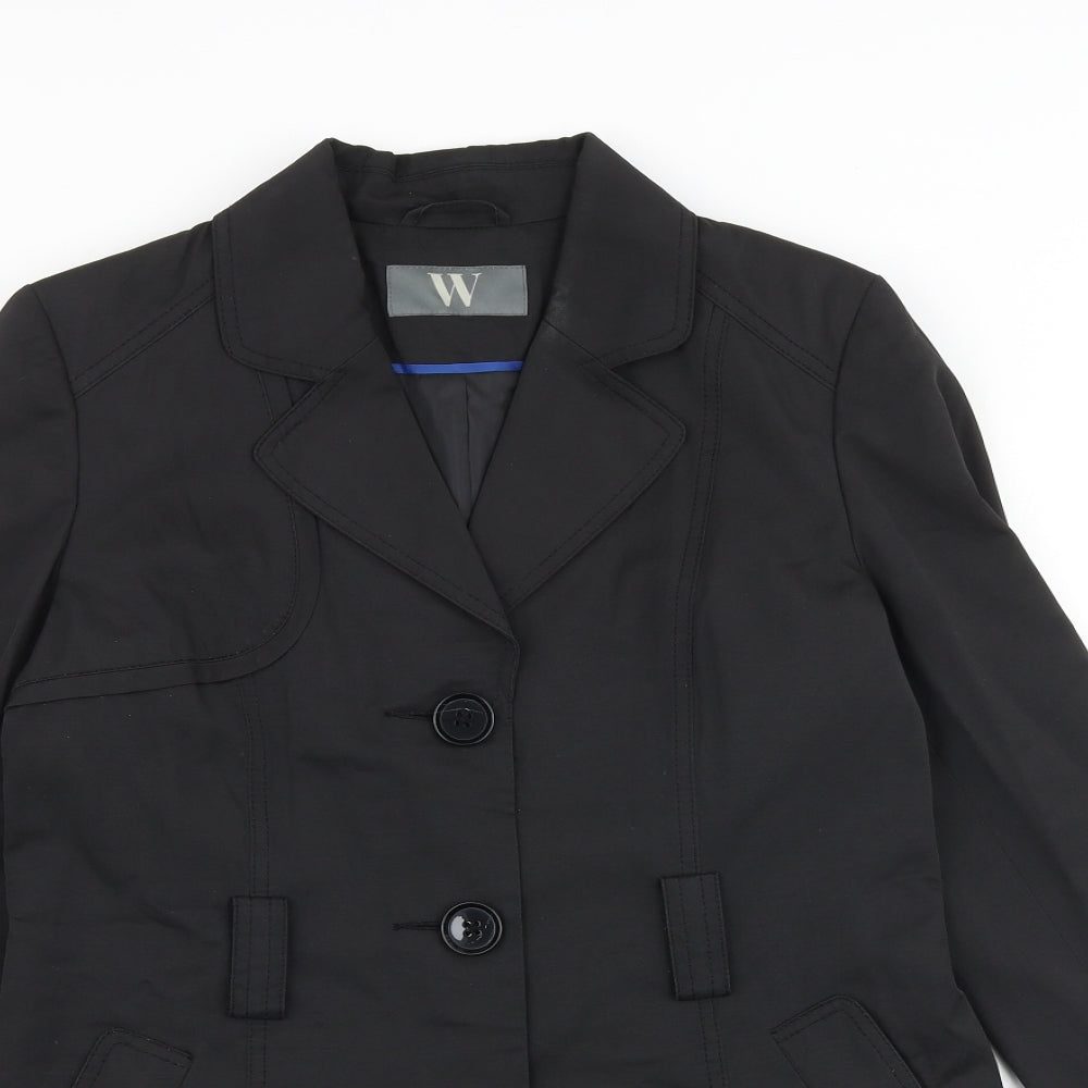 BHS Womens Black Trench Coat Coat Size 12 Button