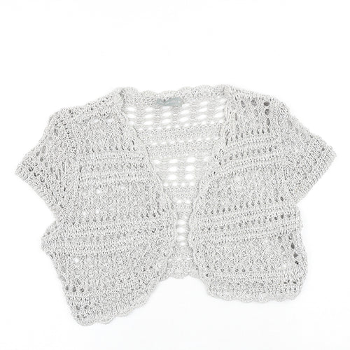 Marks and Spencer Womens Silver V-Neck Acrylic Cardigan Jumper Size 14