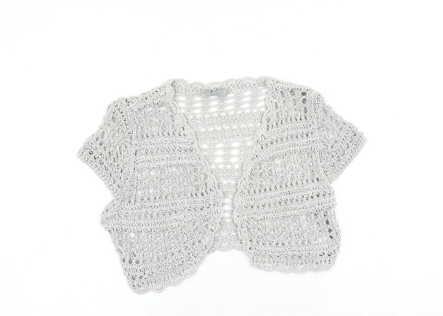 Marks and Spencer Womens Silver V-Neck Acrylic Cardigan Jumper Size 14