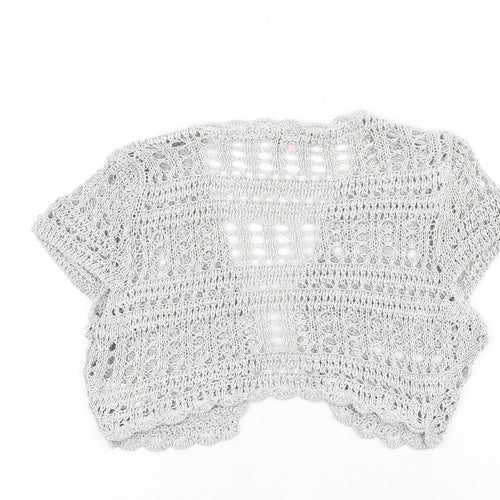 Marks and Spencer Womens Silver V-Neck Acrylic Cardigan Jumper Size 14