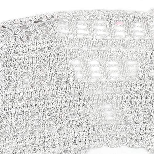 Marks and Spencer Womens Silver V-Neck Acrylic Cardigan Jumper Size 14