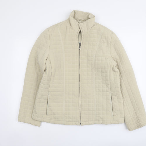 Astraka Womens Beige Quilted Jacket Size M Zip