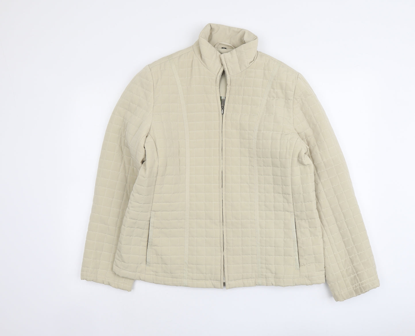 Astraka Womens Beige Quilted Jacket Size M Zip