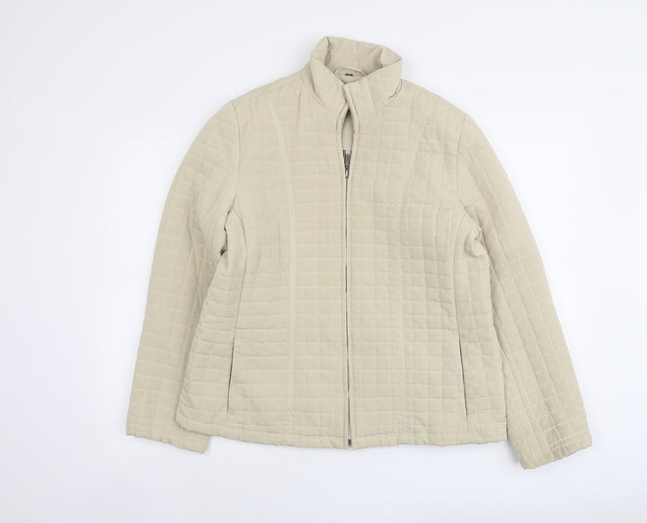 Astraka Womens Beige Quilted Jacket Size M Zip