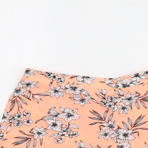 New Look Girls Orange Floral Polyester Mom Shorts Size 13 Years Regular Zip