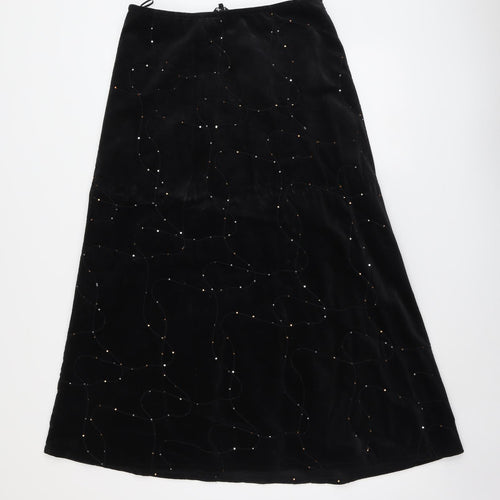 Per Una Womens Black Cotton Swing Skirt Size 12 Zip