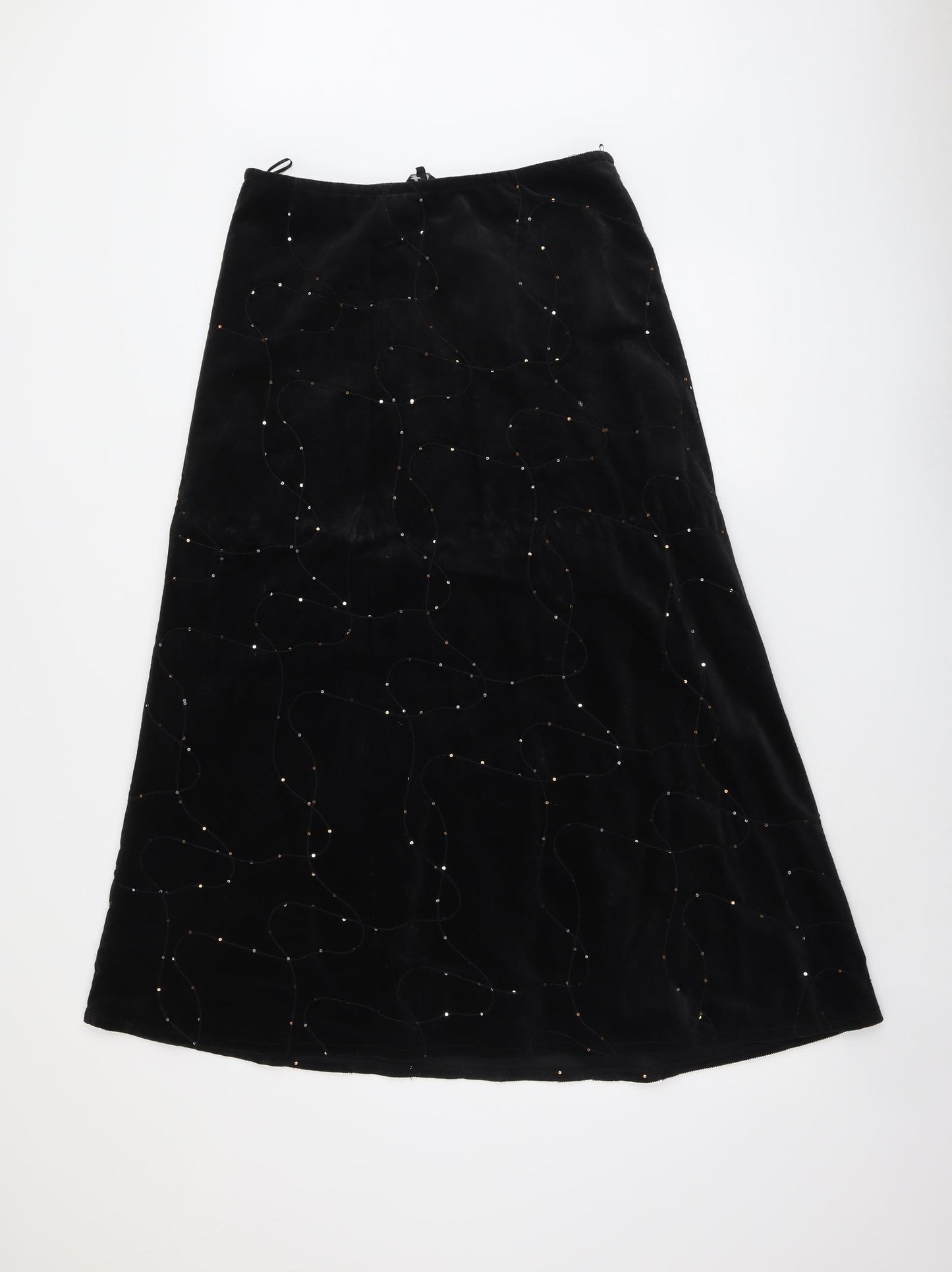 Per Una Womens Black Cotton Swing Skirt Size 12 Zip