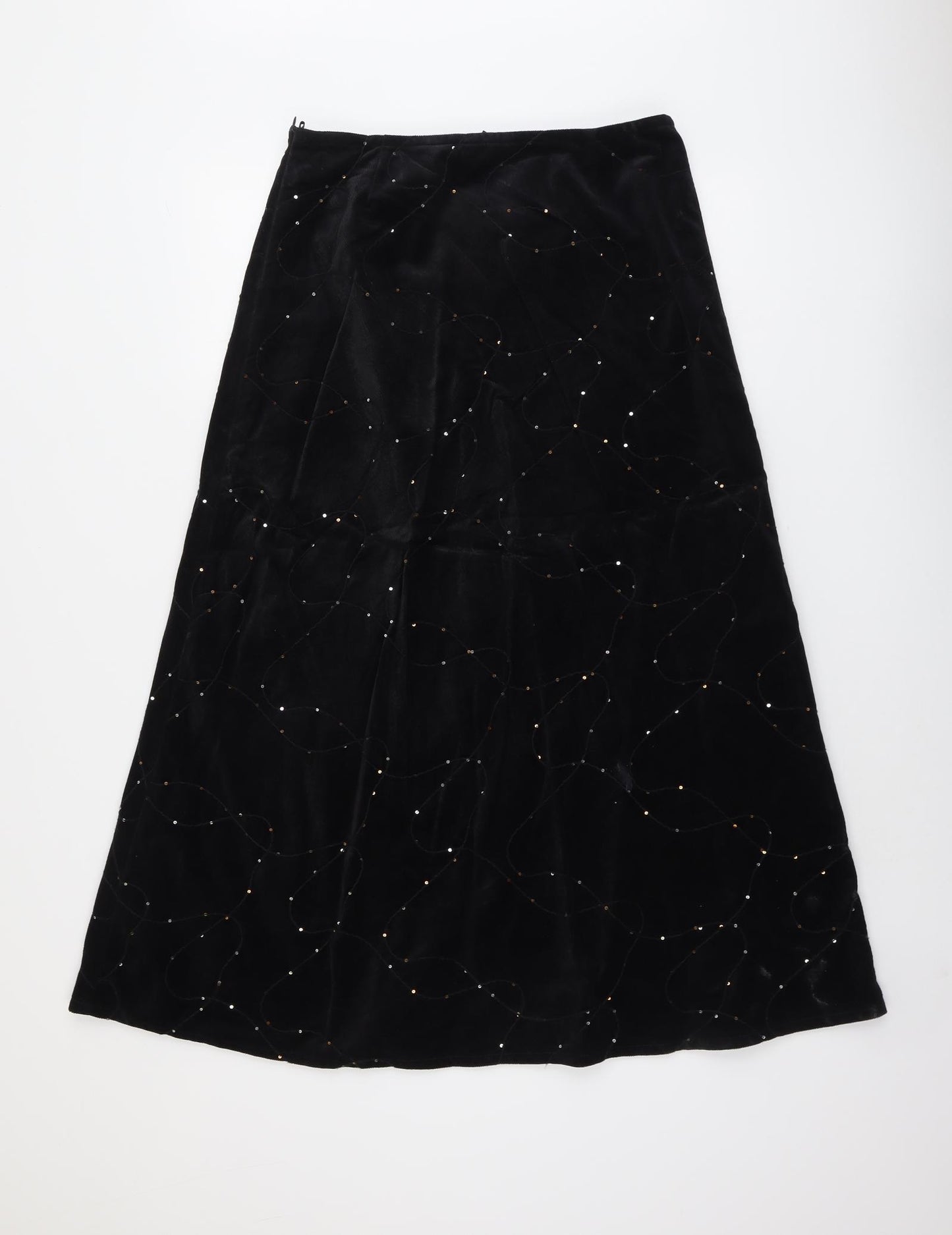 Per Una Womens Black Cotton Swing Skirt Size 12 Zip