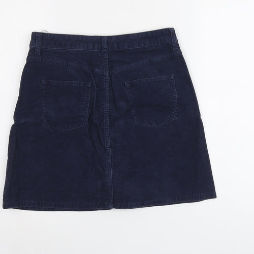 Marks and Spencer Womens Blue Cotton A-Line Skirt Size 10 Button