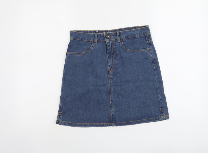 Premium Denim Womens Blue Cotton A-Line Skirt Size 28 in Button