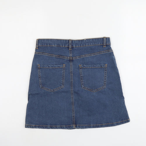 Premium Denim Womens Blue Cotton A-Line Skirt Size 28 in Button