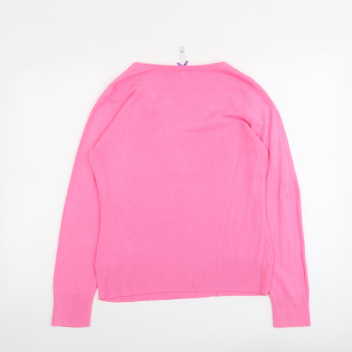 BHS Womens Pink V-Neck Acrylic Pullover Jumper Size 10