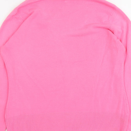 BHS Womens Pink V-Neck Acrylic Pullover Jumper Size 10