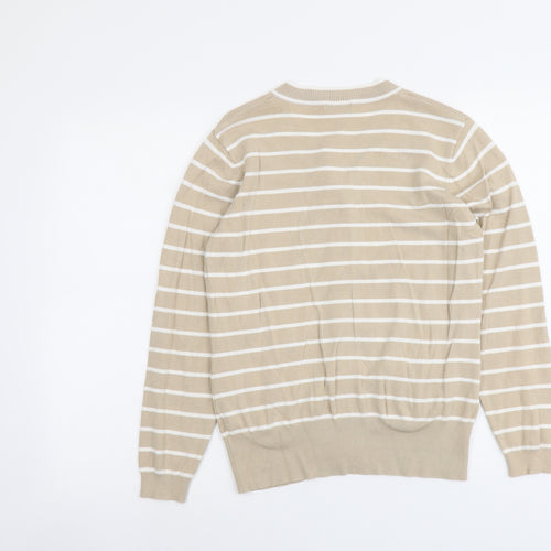 Bonmarché Womens Beige Round Neck Striped Viscose Cardigan Jumper Size S