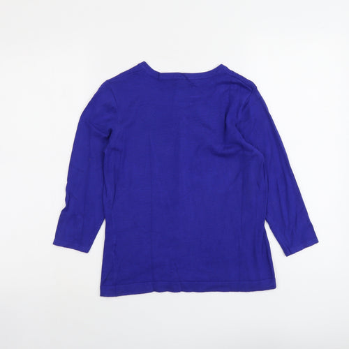 Precis Womens Blue Boat Neck Viscose Cardigan Jumper Size S - Embellished Neckline