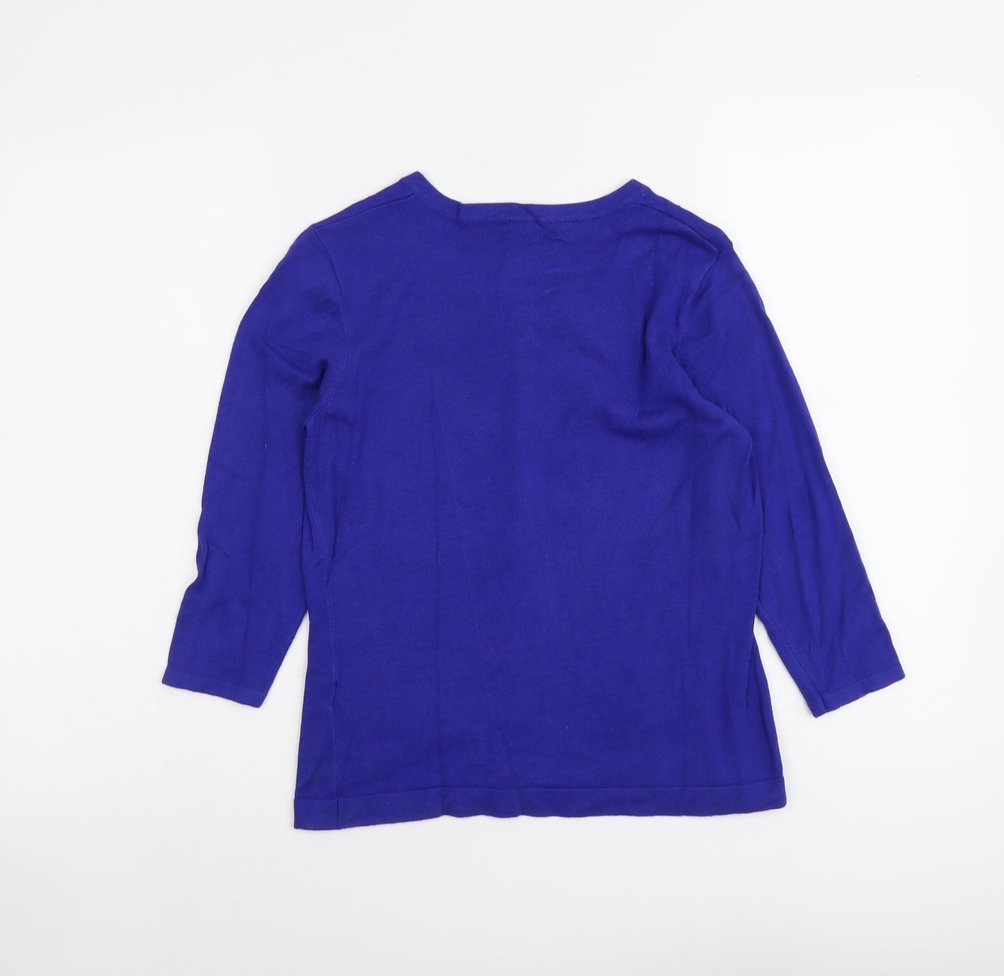 Precis Womens Blue Boat Neck Viscose Cardigan Jumper Size S - Embellished Neckline