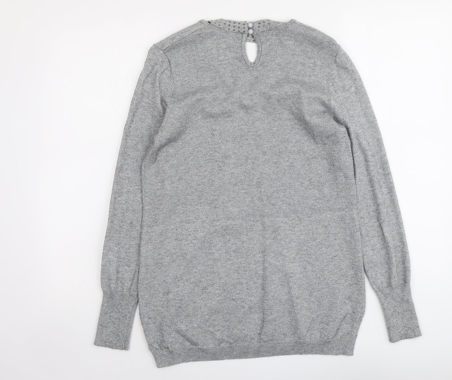 Zuppe Womens Grey V-Neck Polyamide Pullover Jumper Size S