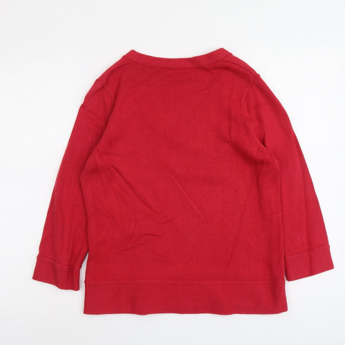 Marks and Spencer Womens Pink V-Neck Cotton Pullover Jumper Size 14
