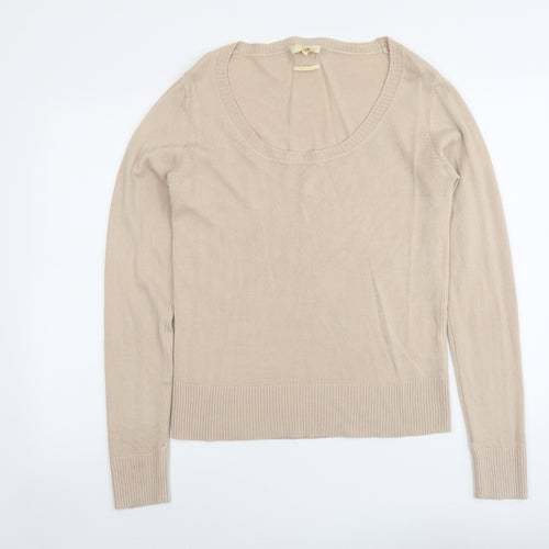 Sarah Hamilton Womens Beige Scoop Neck Acrylic Pullover Jumper Size L