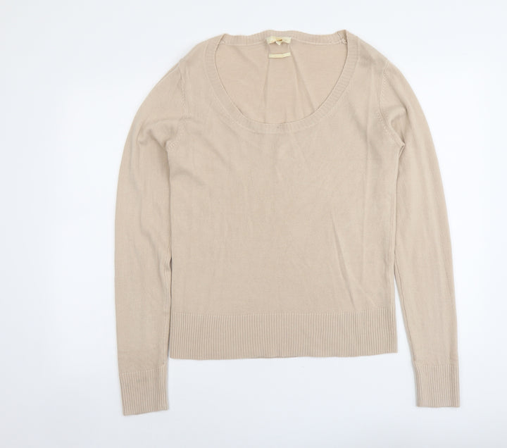 Sarah Hamilton Womens Beige Scoop Neck Acrylic Pullover Jumper Size L
