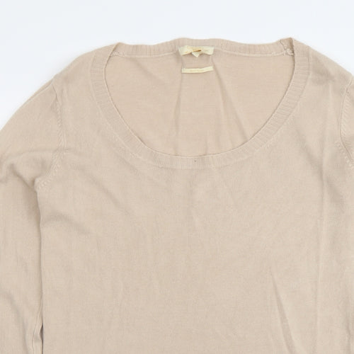 Sarah Hamilton Womens Beige Scoop Neck Acrylic Pullover Jumper Size L