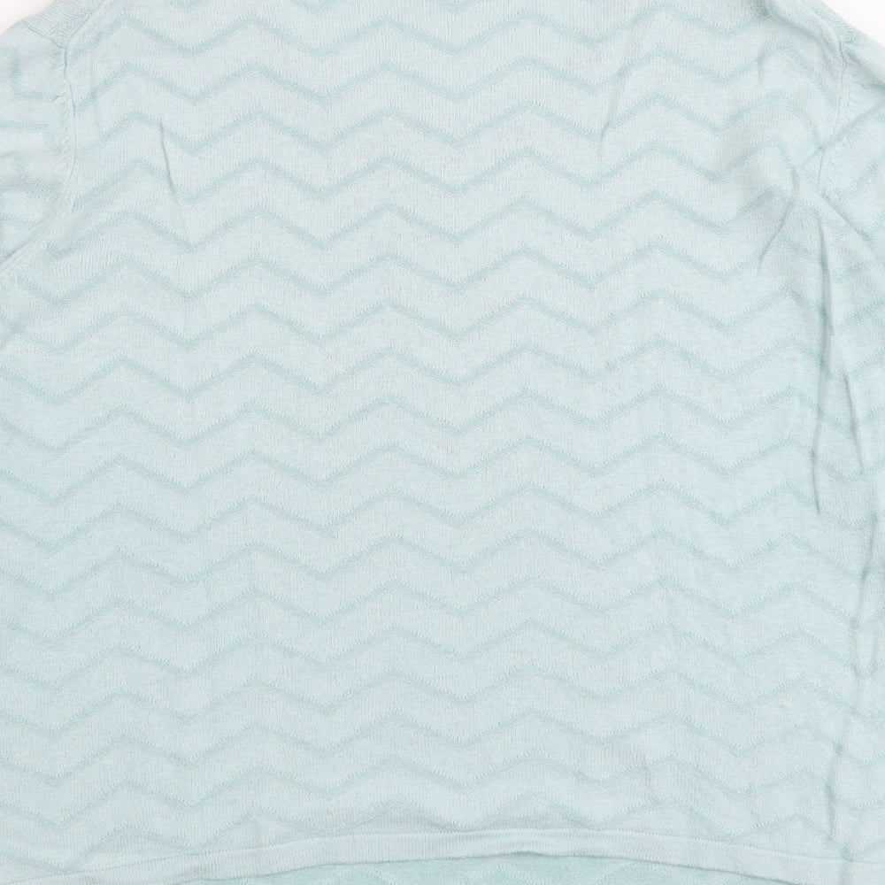 Viyella Womens Blue Round Neck Geometric Viscose Pullover Jumper Size XL