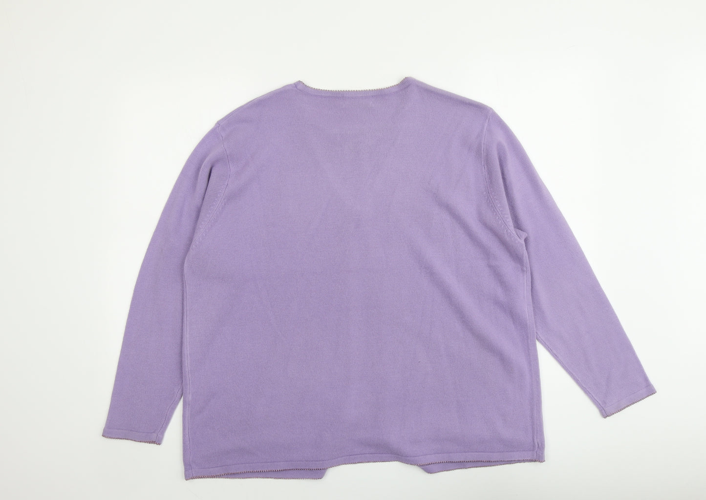Bonmarché Womens Purple Round Neck Acrylic Cardigan Jumper Size L - Twin Set