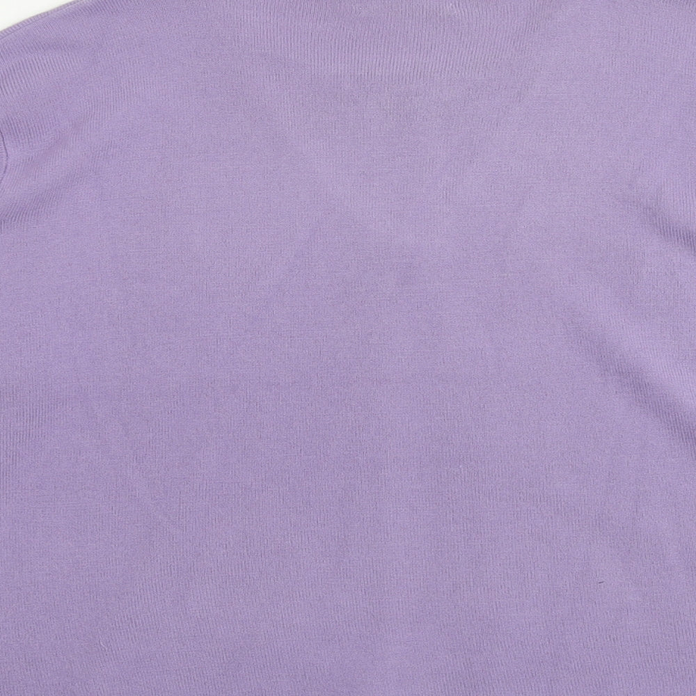 Bonmarché Womens Purple Round Neck Acrylic Cardigan Jumper Size L - Twin Set