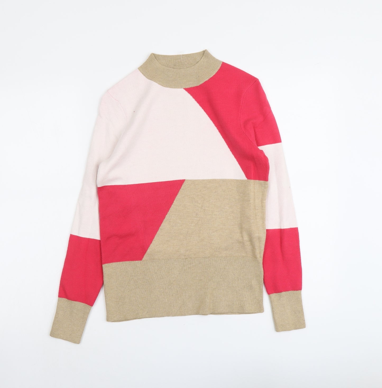 Marks and Spencer Womens Multicoloured Round Neck Geometric Viscose Pullover Jumper Size 10