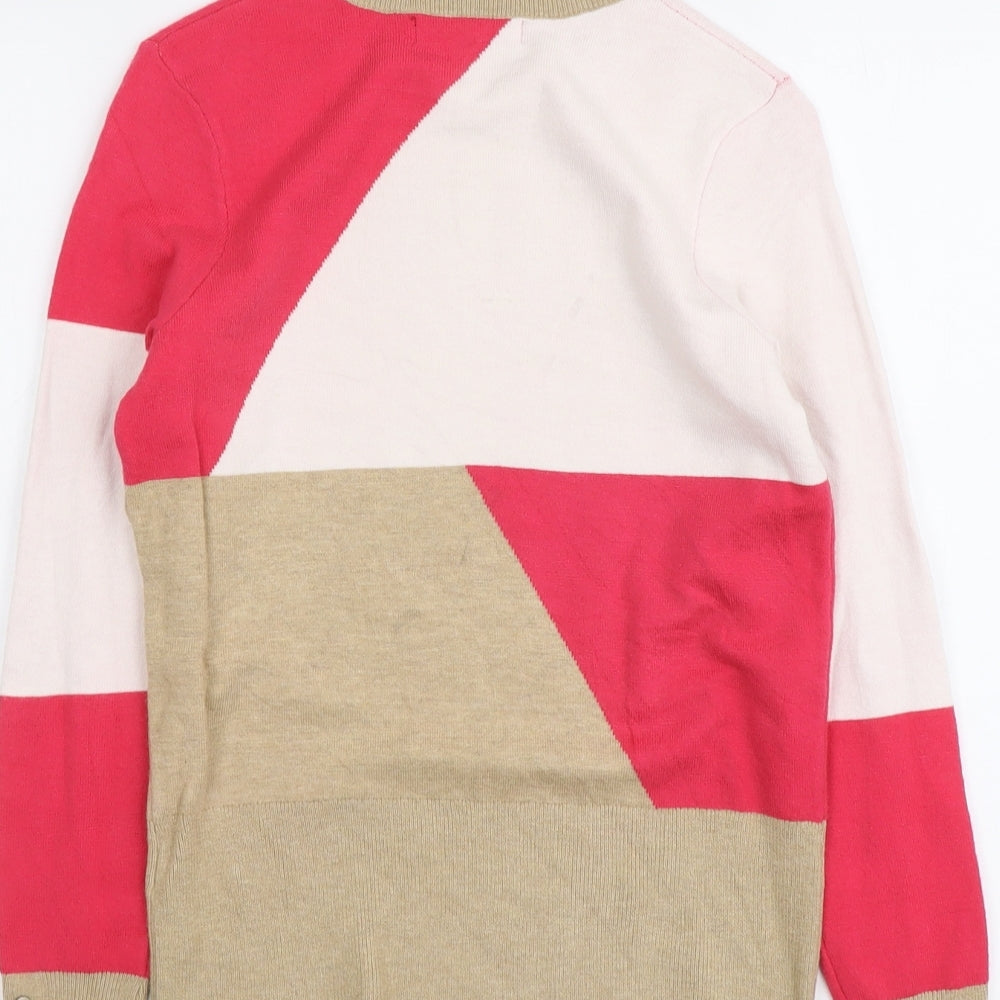 Marks and Spencer Womens Multicoloured Round Neck Geometric Viscose Pullover Jumper Size 10