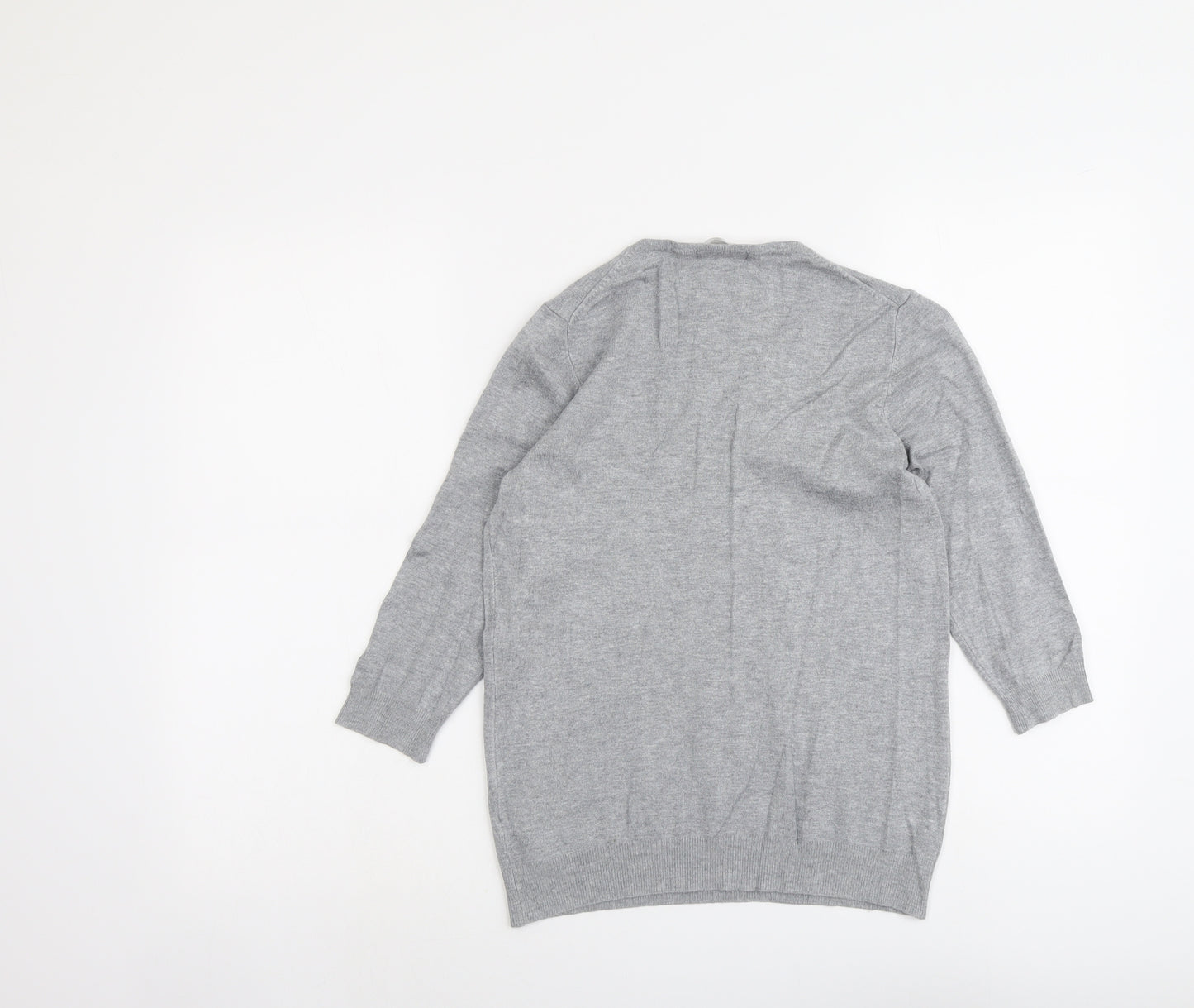 Marks and Spencer Womens Grey V-Neck Viscose Pullover Jumper Size 12