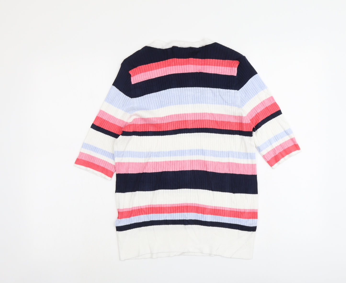 Marks and Spencer Womens Multicoloured Round Neck Striped Viscose Pullover Jumper Size 16