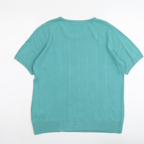 Marks and Spencer Womens Green Round Neck Acrylic Pullover Jumper Size 16