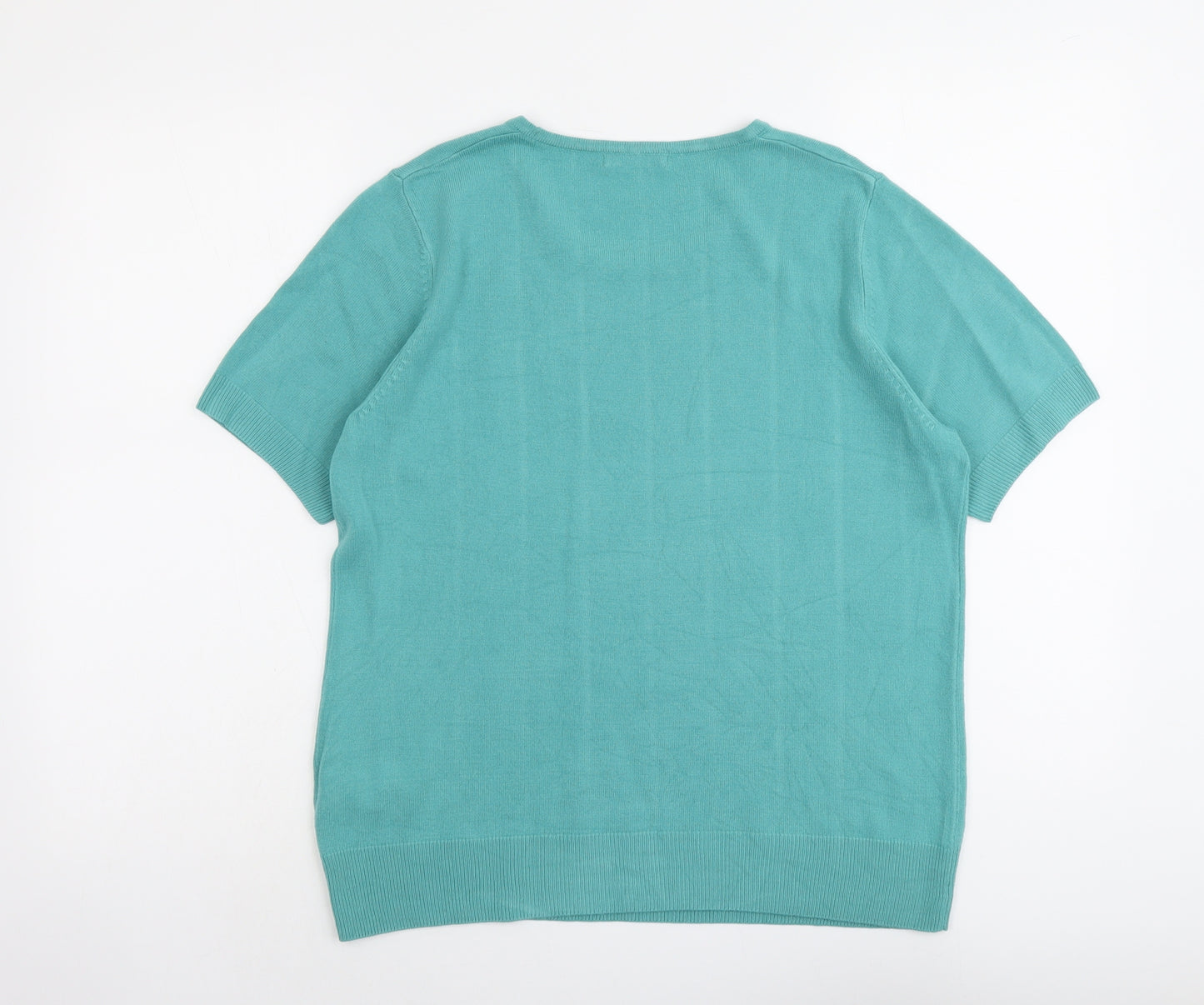 Marks and Spencer Womens Green Round Neck Acrylic Pullover Jumper Size 16