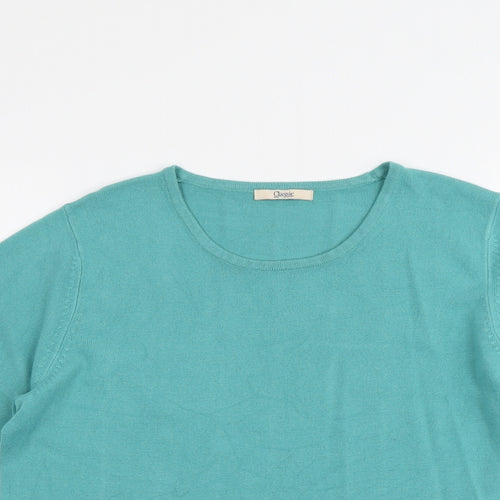 Marks and Spencer Womens Green Round Neck Acrylic Pullover Jumper Size 16