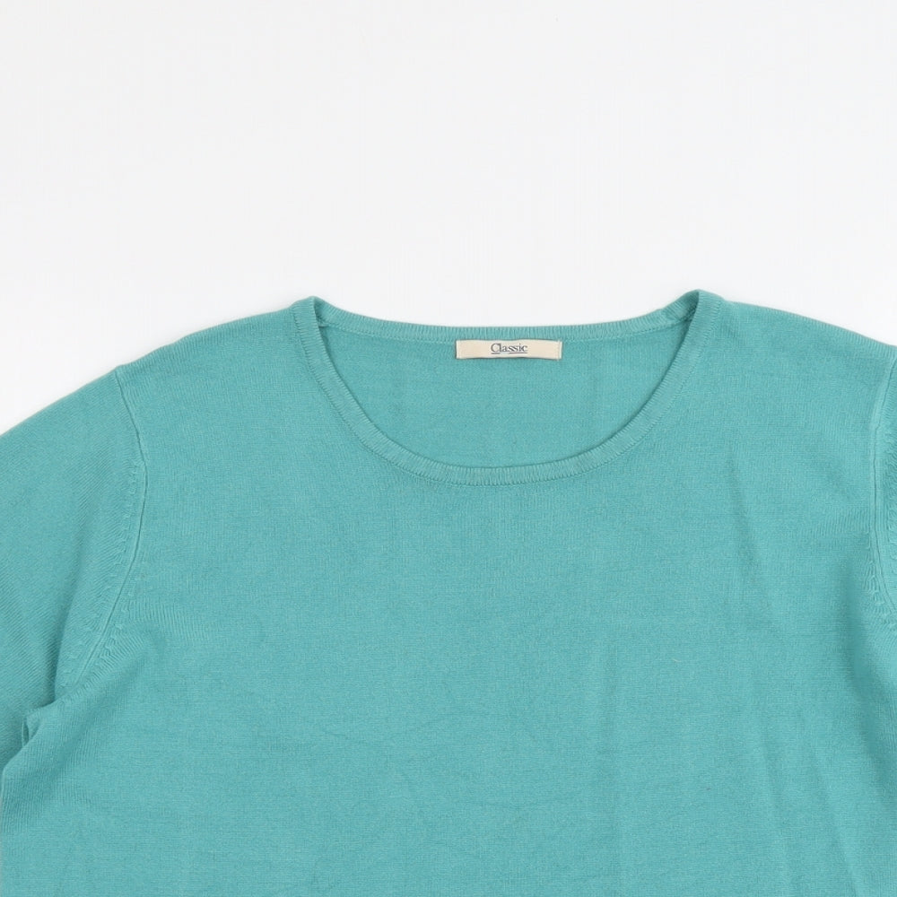 Marks and Spencer Womens Green Round Neck Acrylic Pullover Jumper Size 16
