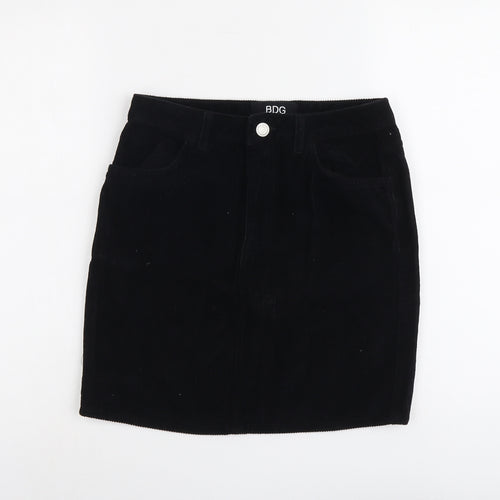 BDG Womens Black Cotton A-Line Skirt Size S Button