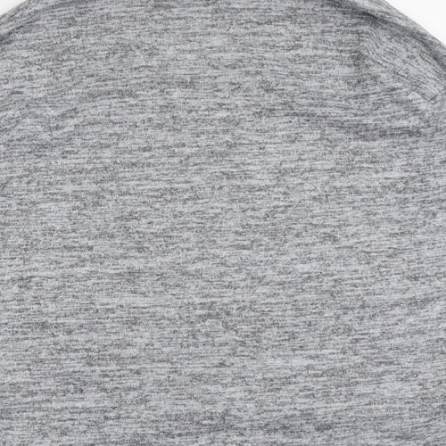 New Look Womens Grey Geometric Polyester Basic T-Shirt Size S V-Neck