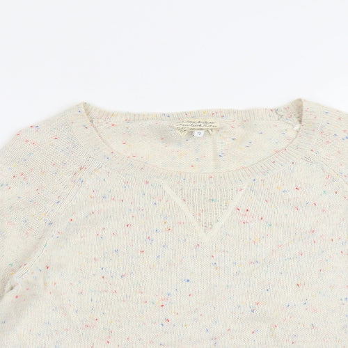 New Look Womens Beige Round Neck Acrylic Pullover Jumper Size 12