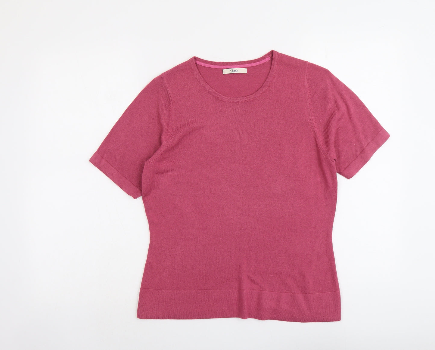 Marks and Spencer Womens Pink Round Neck Acrylic Pullover Jumper Size 12