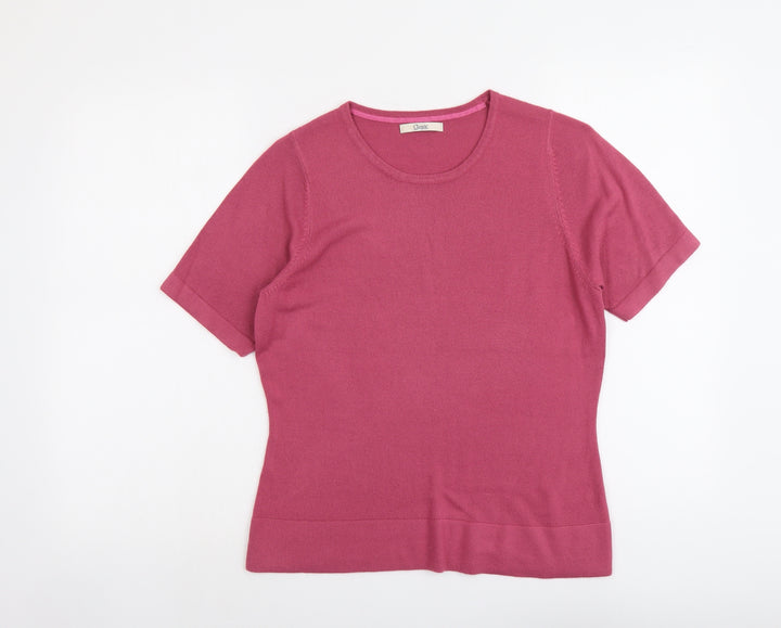 Marks and Spencer Womens Pink Round Neck Acrylic Pullover Jumper Size 12
