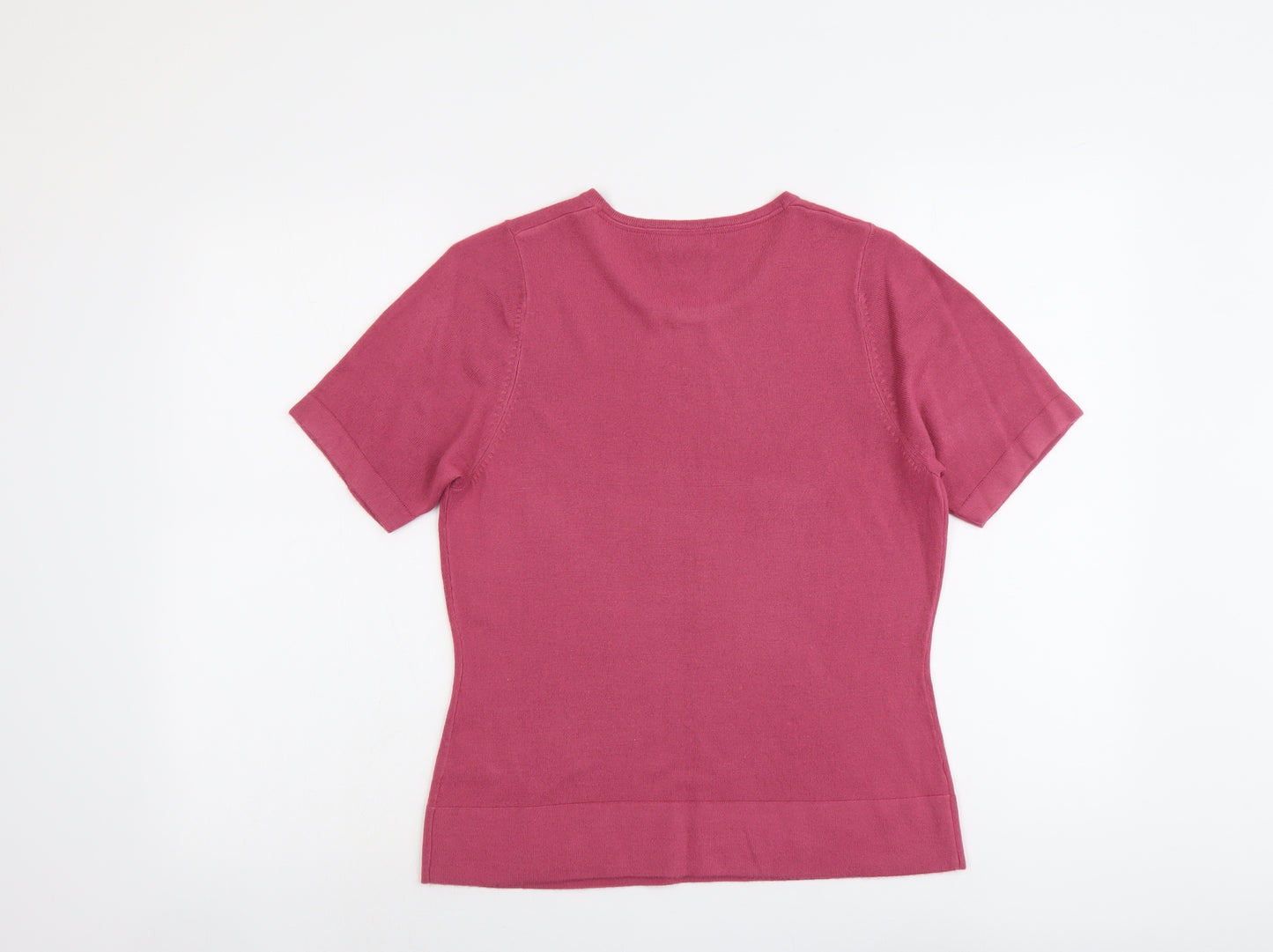 Marks and Spencer Womens Pink Round Neck Acrylic Pullover Jumper Size 12