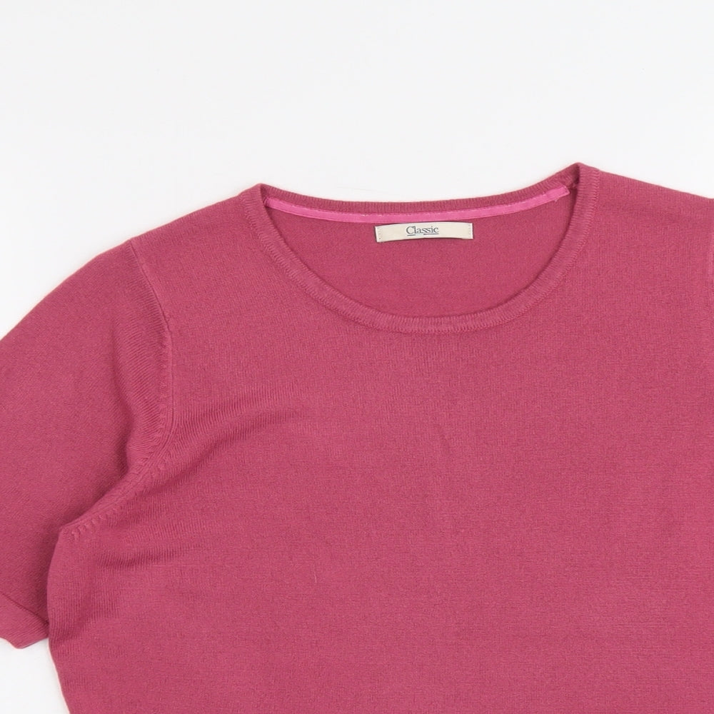 Marks and Spencer Womens Pink Round Neck Acrylic Pullover Jumper Size 12